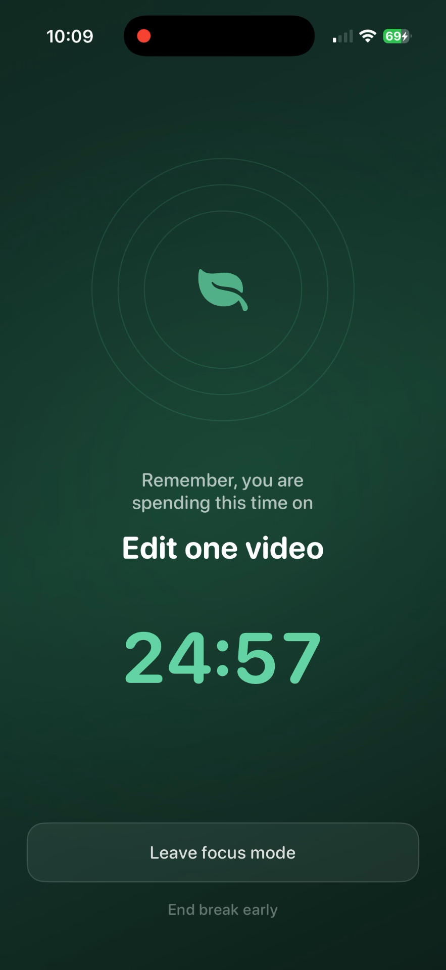 PhoneBreak focus session screen